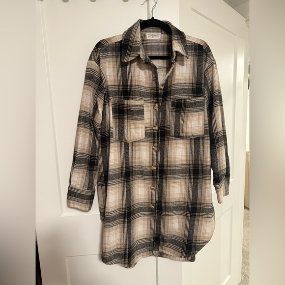 Plaid Button-Up Shacket - Picture 2 of 7